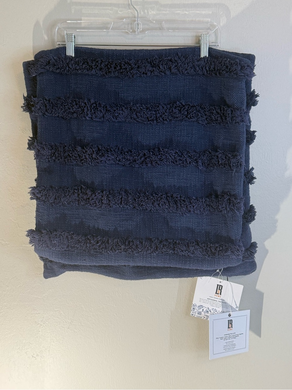 New LR HOME Set Of 2 Navy Blue Tufted Textured Stripe Pilloow Shams 20” X 20”